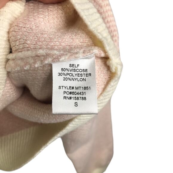 Mable Sweater Womens Sz S Pink Cream Chevron Long Sleeves V-Neck Collared NWT - Picture 9 of 10